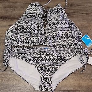 New!!! Collections By Catalina Tribal Print Black and White Bikini Set